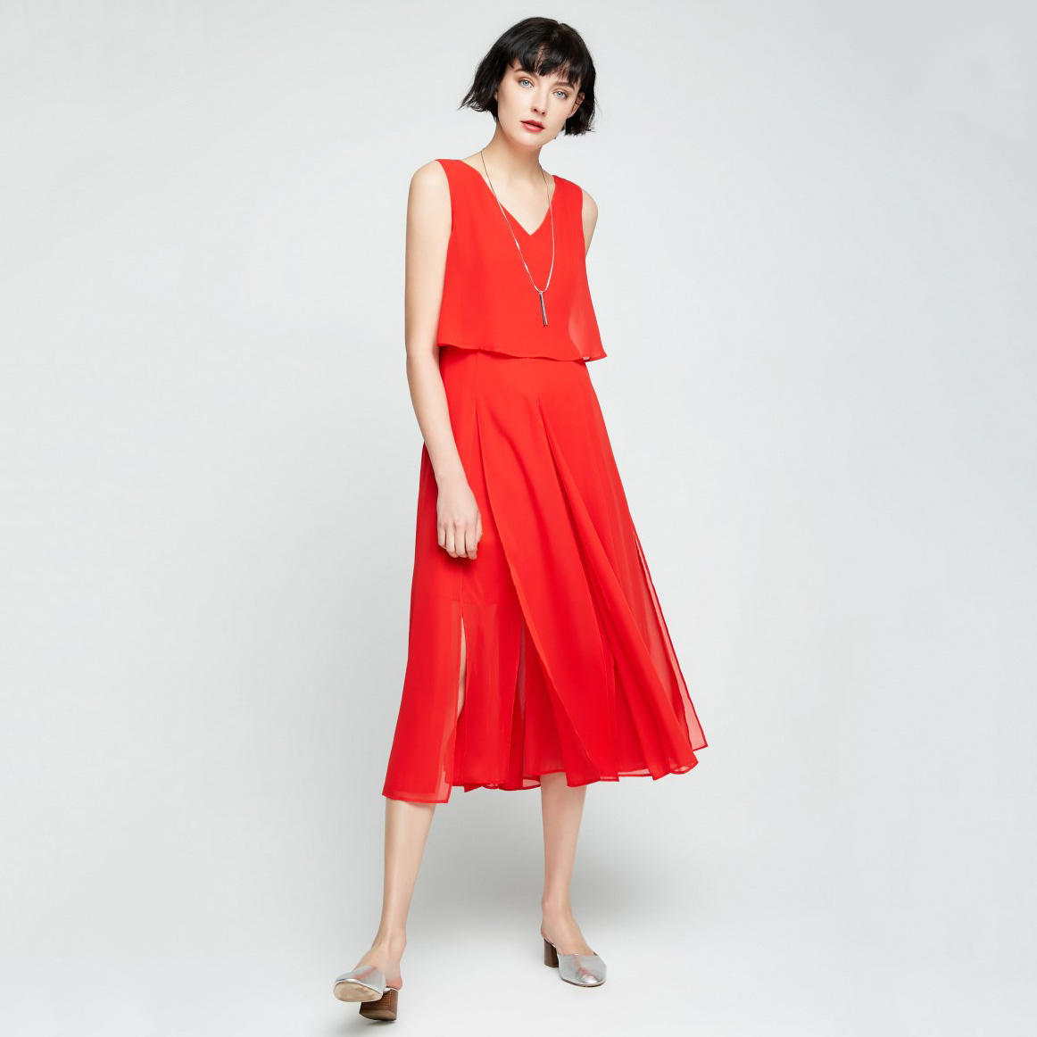 OEM Orange Pure Color Women Dress